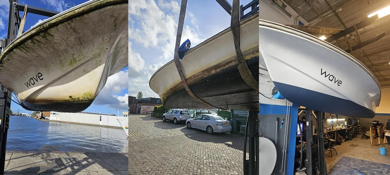 Romp voor en na antifouling reiniging