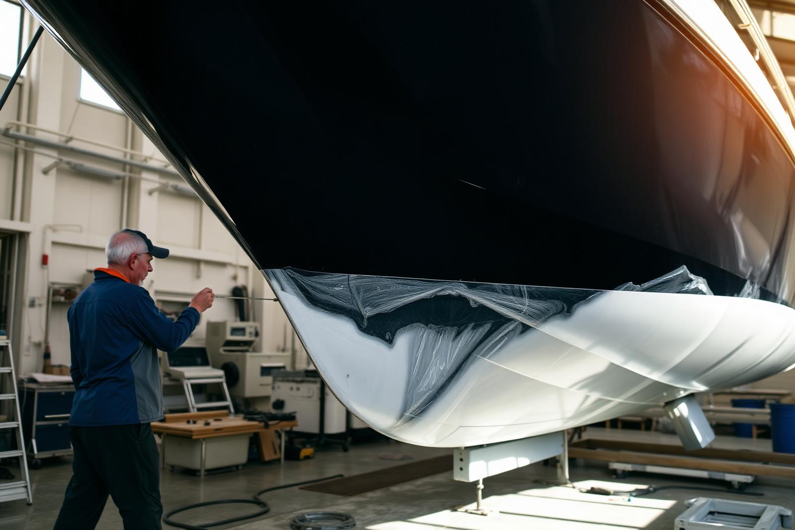 Boot in onze werkplaats tijdens onderhoud